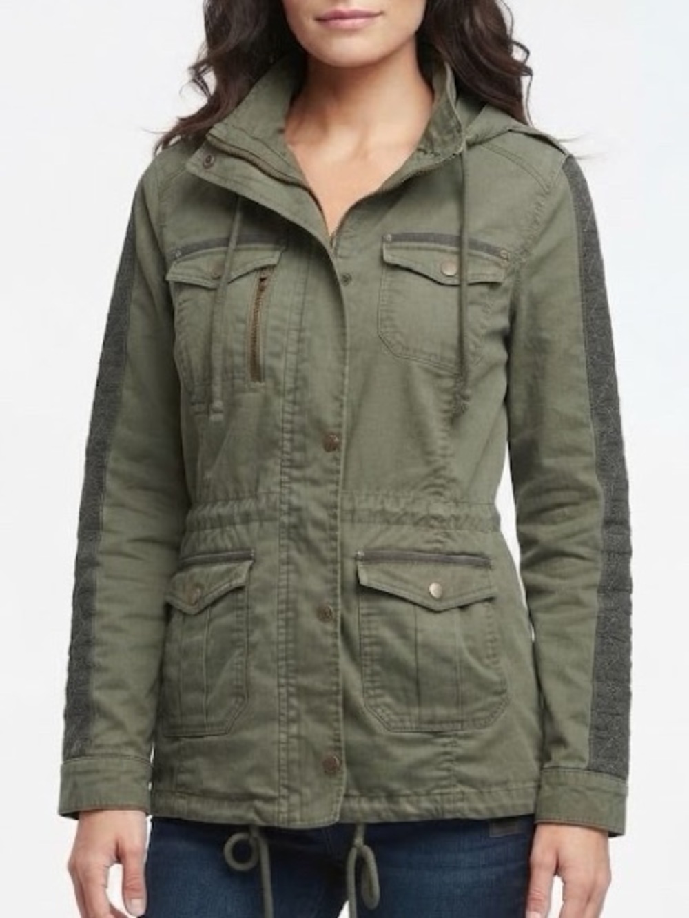 Anthropologie Hei Hei Cargo Jacket Size Small Olive Green Boho Zip Snap Up